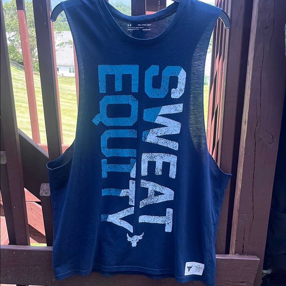 Project Rock Under Armour Navy Blue Sleeveless Tee, Excellent condition!